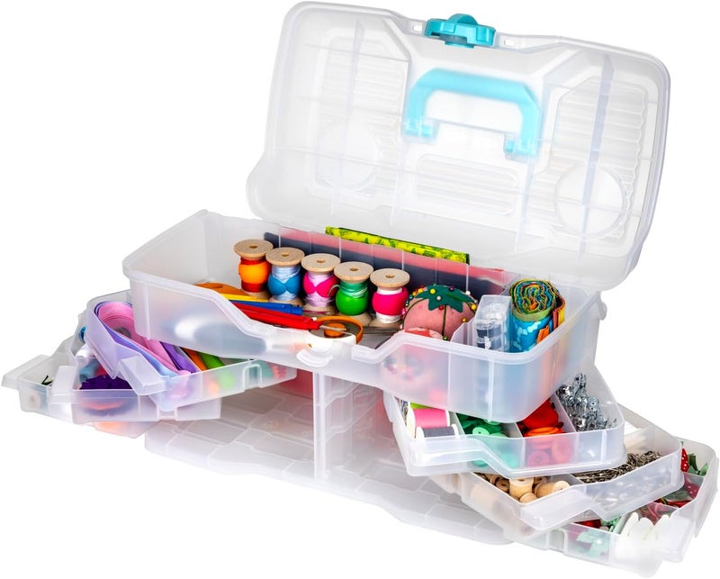 ArtBin Clear Plastic Organizer Small Parts Organizer - for DIY Arts & Crafts Storage Boxes & Organizers, Sewing Storage - Storage Box with Compartments, Project Box - Large (6 Pivot Trays) 6963PB - Image 5